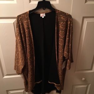 Lularoe Lindsay Cardigan - Gold Lace /Black NWT